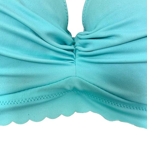 Victoria's Secret Strapless Bikini Top Mint Green Scalloped  32A Coquett Ruched - Picture 4 of 8